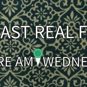 Image contains a patterned background with white text in the foreground. The text reads "Your Last Real Friend?" on the top and "Where Am I Wednesday" on the bottom.